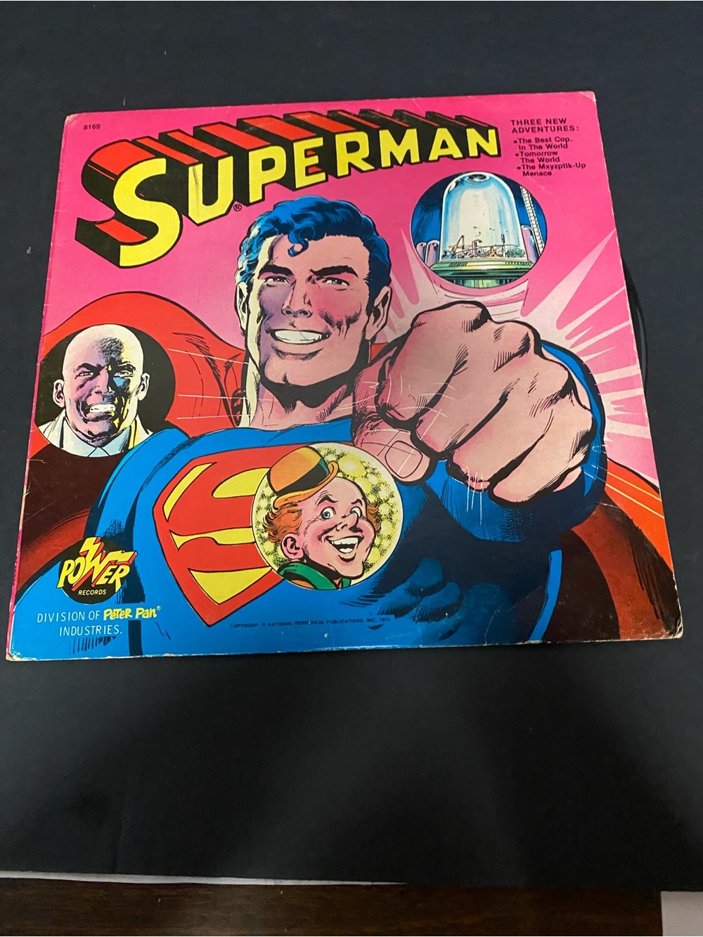Superman Vintage Comic Vinyl Art LP Album, Bold Pink & Blue 1975
